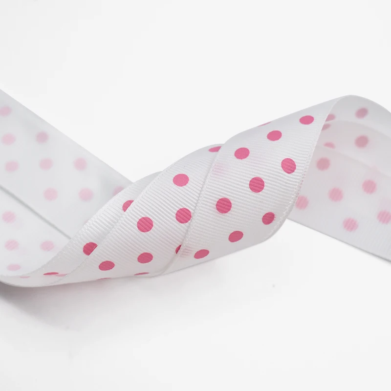 Manufacturers Wholesale Custom 2.5cm Grosgrain Ribbon Printing Polka Dot Packaging Ribbon