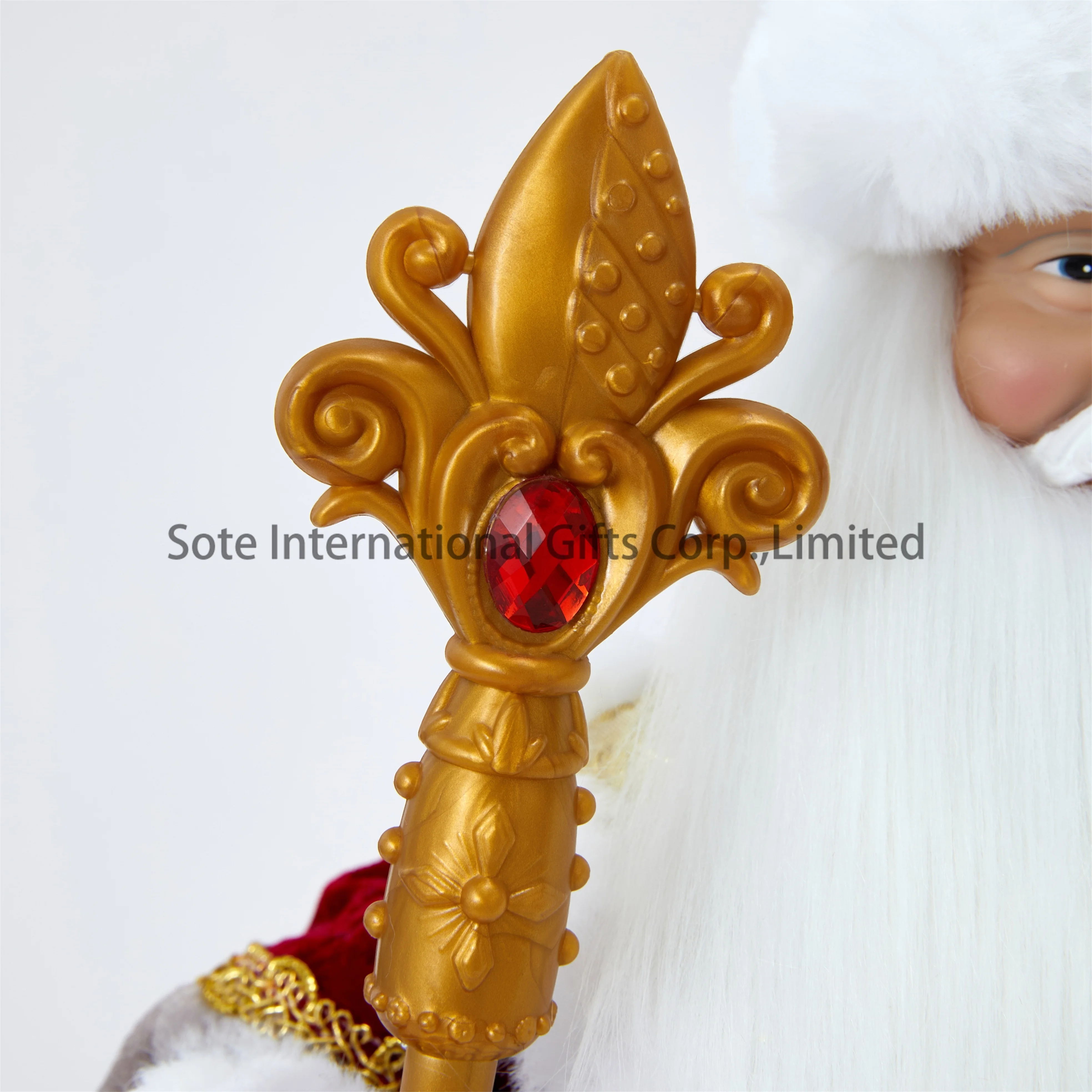 SOTE Exquisite Red Velvet Russian New Year Electric Toy Ded Moroz Plush Doll Traditional Musical Warm Figurines Gifts For Child
