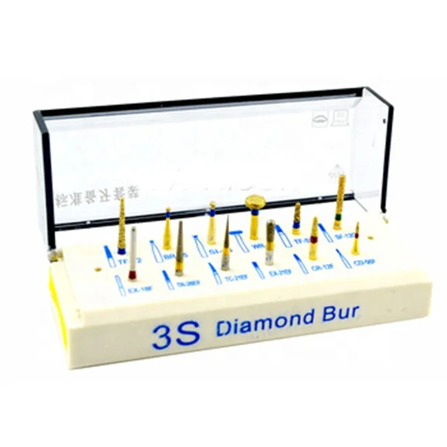 Hot Sales! Dental Diamond Burs Kit For High speed handpiece drill Material Golden 3S Brand