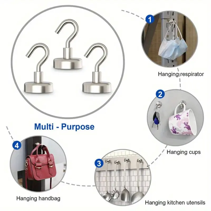 D12mm strong magnet hook high quality round shape neodymium magnetic hook magnet