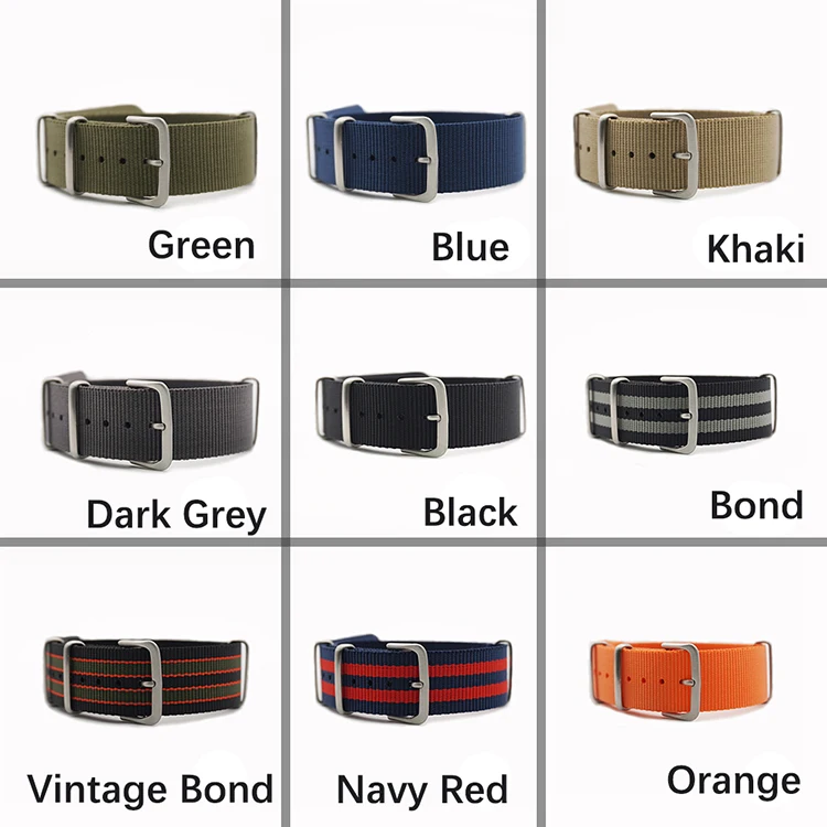 18mm 20mm 22mm 24mm  Watch  Sport Nylon Fabric Strap Accessories Belt Buckle Bands 007  James Bond Black 20mm watch strap