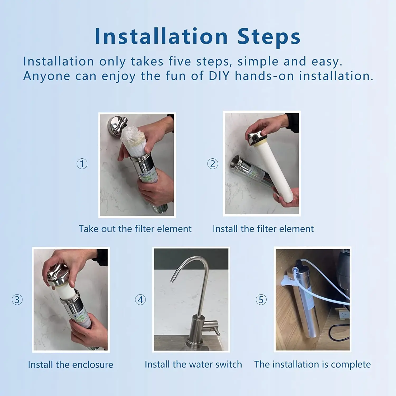 Faucet stainless steel candle ceramic  water filter with carbon block  alkaine water purifier