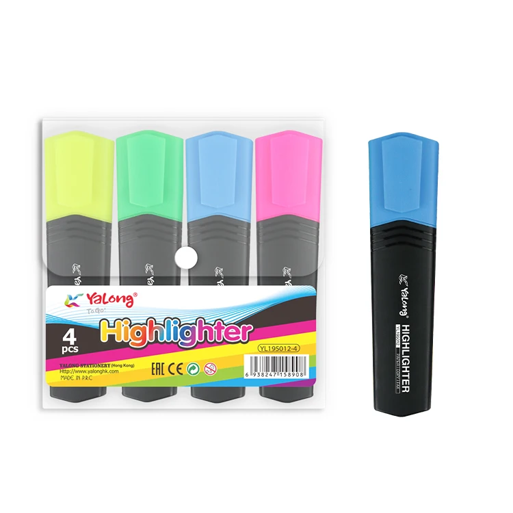 Yalong Brand Highlighter Marker  Highlighter Pen Marker 4  PVC Color Mixed  Highlighter