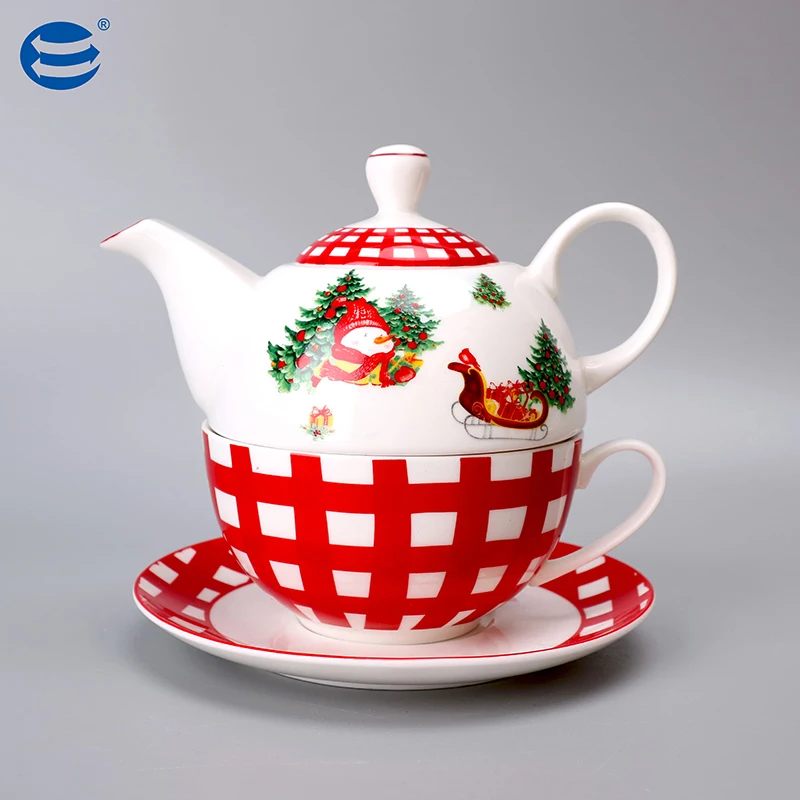 
Hot sale color box packing 4pcs porcelain snowman coffee mugs Christmas drinking cup set 