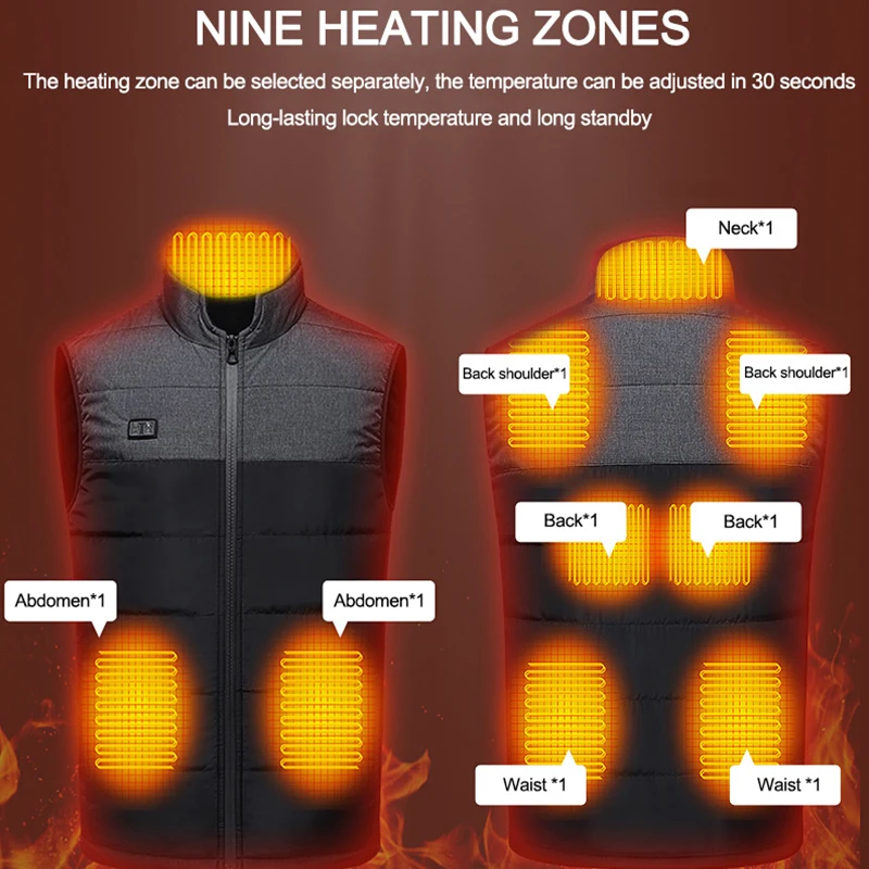 2021 Winter Unisex Carbon Fiber Control Outdoor Waistcoat Washable Usb Charging Heated