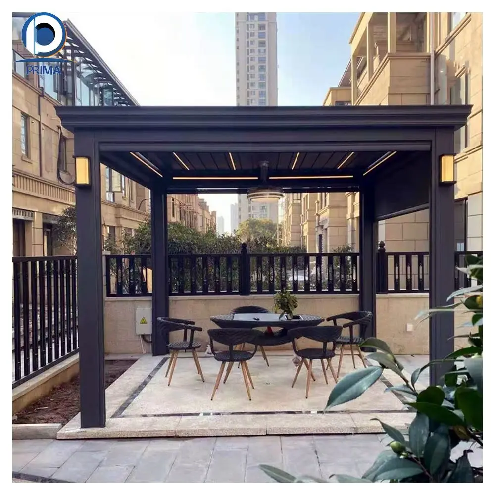 Orient Customized Comfortable Design Pavilion Bioclimatic Gazebos Waterproof Outdoor Waterproof Pergola Roof Ideas