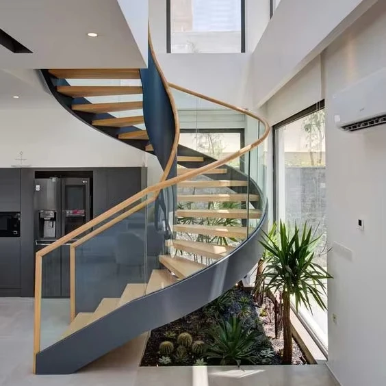 High Quality Modern Design Interior Spiral Stairs Kit Steel and Metal Large Lobby Spiral Stairs for Hotels Indoor Use