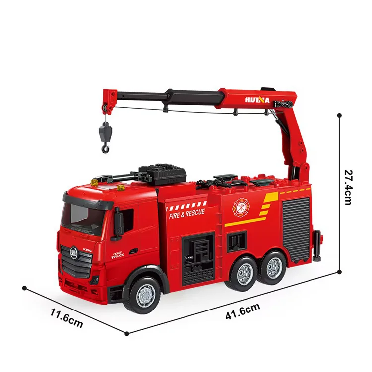 LEHOO Huina 1362 1/18 9CH Alloy RC Fire Truck Alloy Lighting 2.4ghz Remote Control Van Fire Truck With Shooting Water