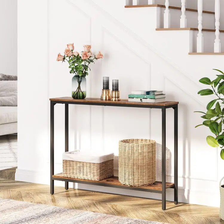 Wholesale Industrial Style Wooden Narrow Skinny Console Table, Wood Behind Sofa Couch Tables, Antique Entryway Hallway Tables
