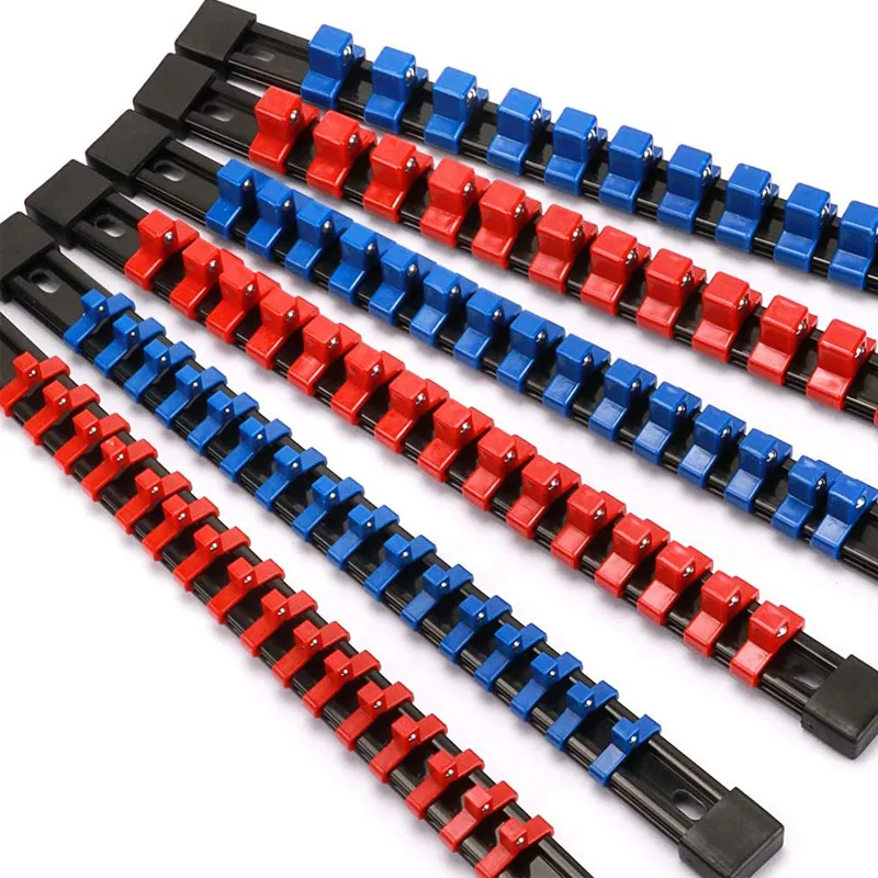 6Pcs ABS Socket Organizer Drive Socket Holder 1/4-32pc 3/8-30pc 1/2-24pc Premium Quality Socket Clip Rail Holder