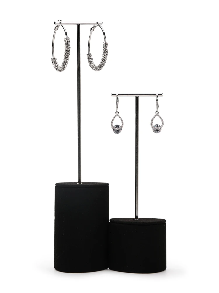 Jinsky black Microfiber Fashion jewelry display stand triangle shape ring stand earring holder Window Jewelry Display