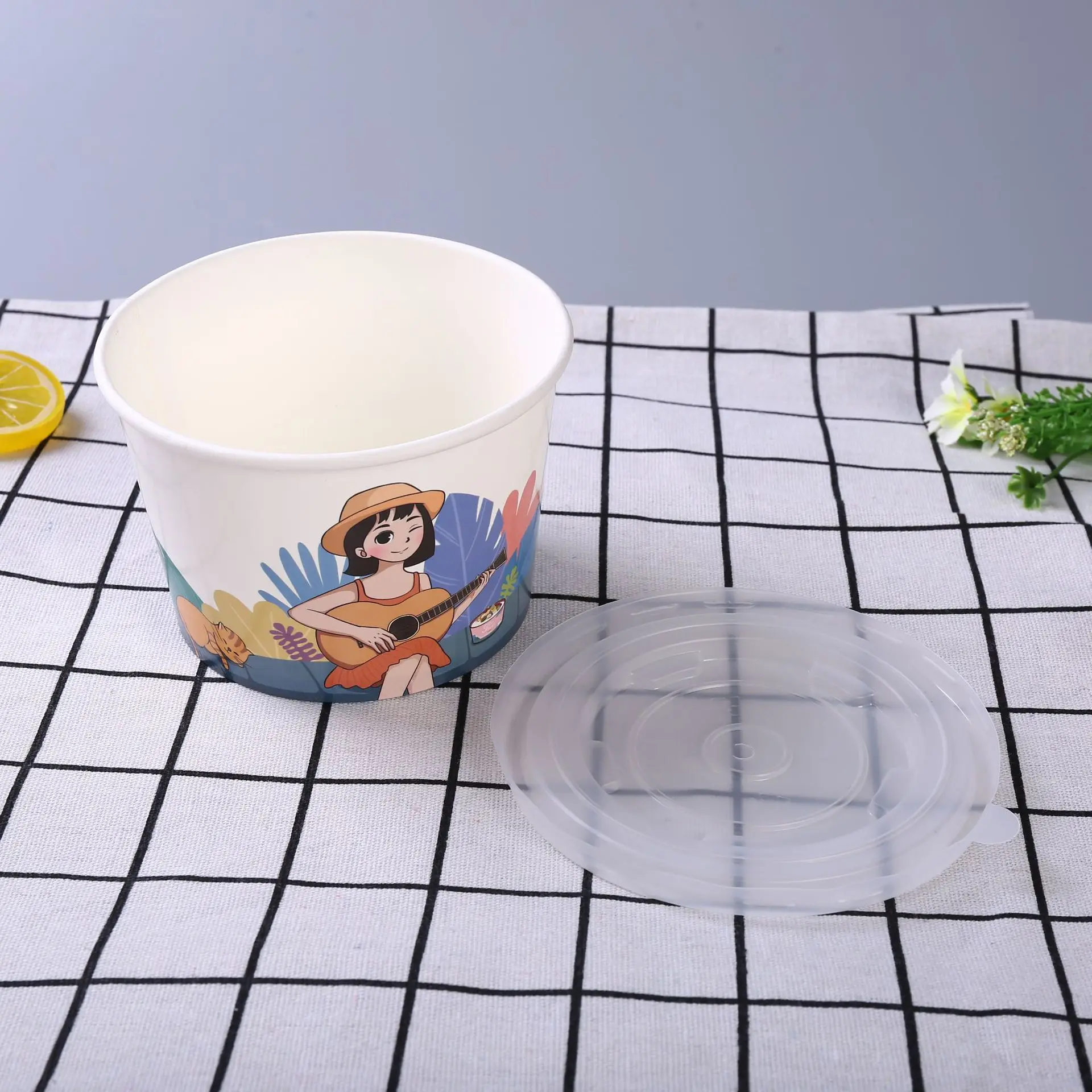 Disposable Food Grade Eco Paper Food Container Kraft Paper Soup Bowl