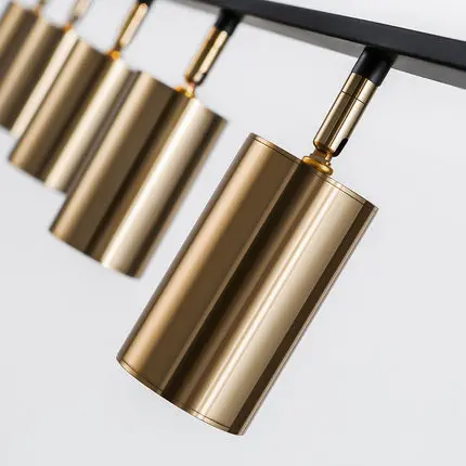 Modern custom black metal and gold magnetic linear rectangle track ceiling fixture chandelier led pendant light