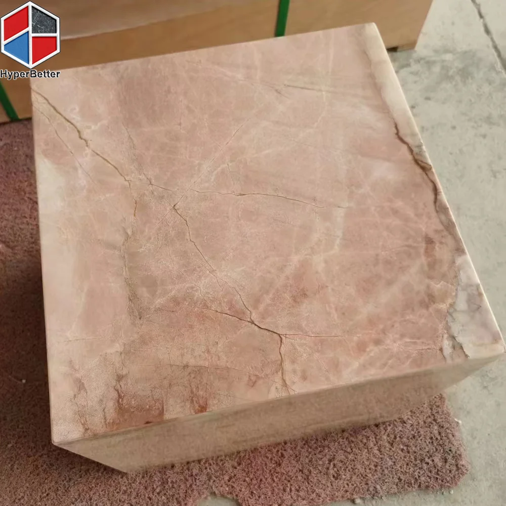 Natural pink marble onyx plinth table and plinth center table