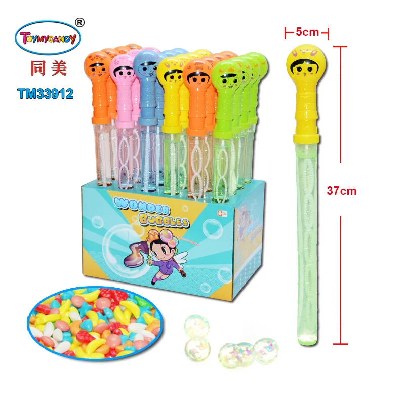 China toy candy manufacturer good selling products funny plastic summer toy soap bubble stick with candy
