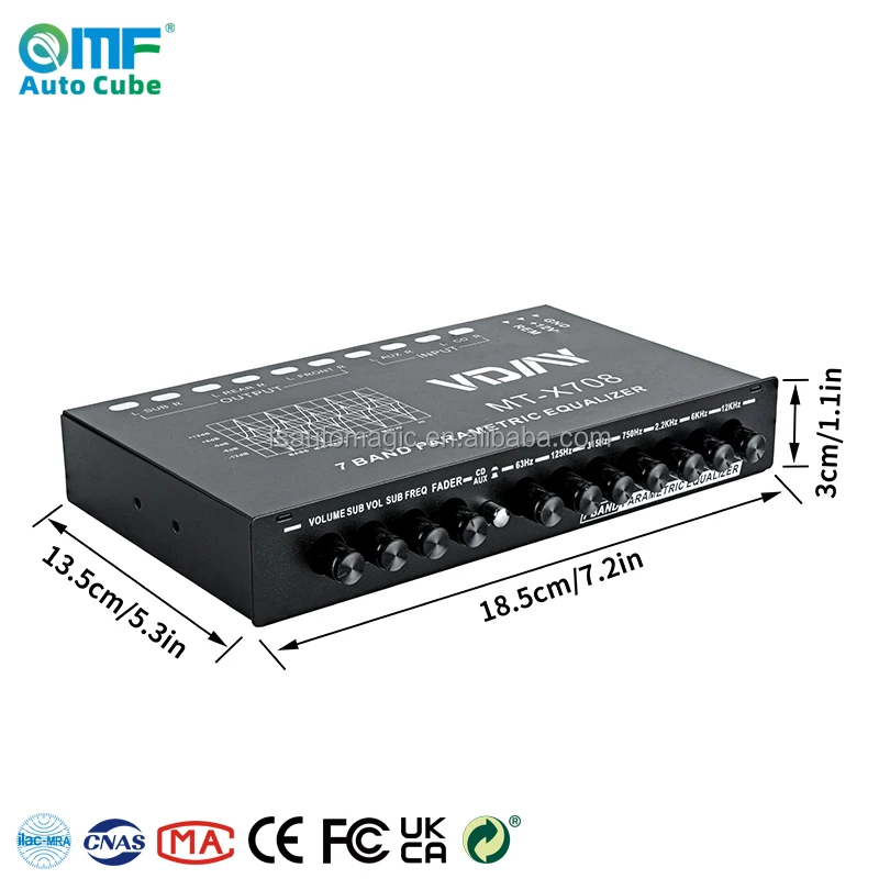 EQ7 High End Quality Adjustable Car Audio 7 Bands Equalizer With Voltage Display Graphic Display Equalizer