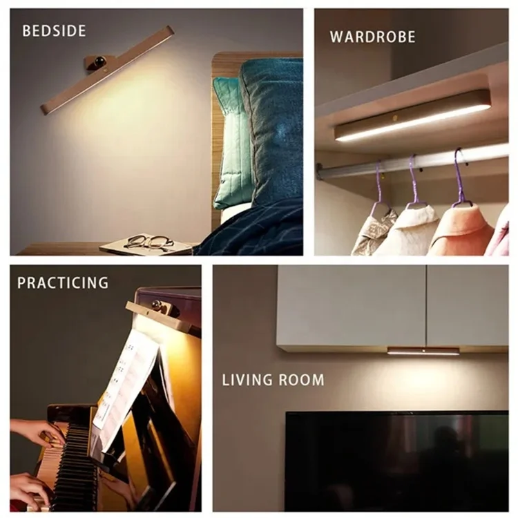 Home Gadgets Wooden Wireless Cabinet Lighting Magnetic Closet Light Dimmable Touch Control LED makeup mirror light