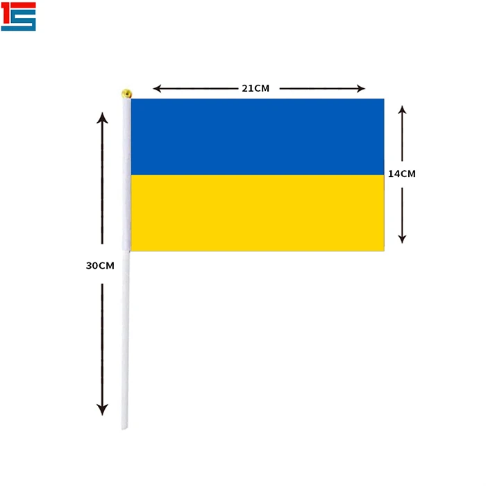 
14x21cm Small hand held Ukraine flag for EURO 2021 Football Championship 
