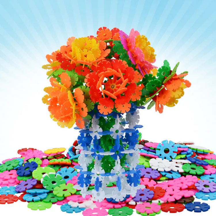 1500 Pcs Plastic Pp Kids Assembly Construction Toy Early Educational Snowflake Building Block Sets Toys For Toddler Boys & Girls