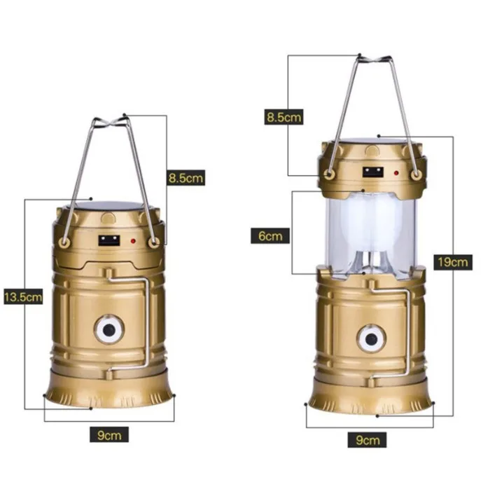 5800 Collapsible Portable Rechargeable Emergency Flashlights Power Bank LED Solar Camping Lantern