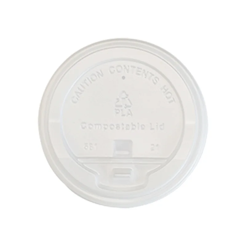 Wholesale In Stock 90mm Disposable Cup Lid PLA Biodegradable Coffee Paper Cup Lid CPLA Heat Resistant Natural Color