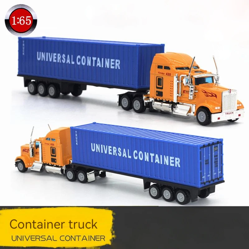 1/65 Scale 6 Packs Alloy Vehicles for Kids 3 Color Trailer Shift Gilding Container Metal Truck Model Car Diecast Toys