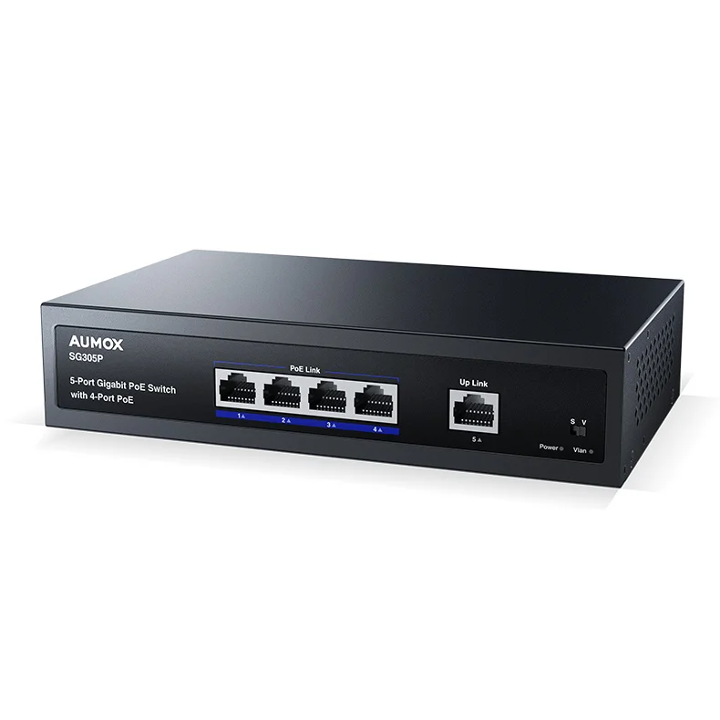 TENO Top Metal Ip Camera IEEE 802.3Af/At 78W 5 X10/100/1000Mbps Unmanaged Gigabit Industrial Poe Switch Ethernet 4 Port