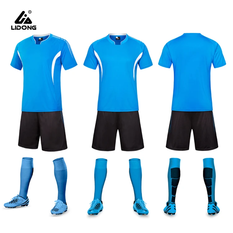 
2021 Fashion Wholesale Youth Uniforms Uniform Football Kits Full Set Soccer Kit For Football Club 