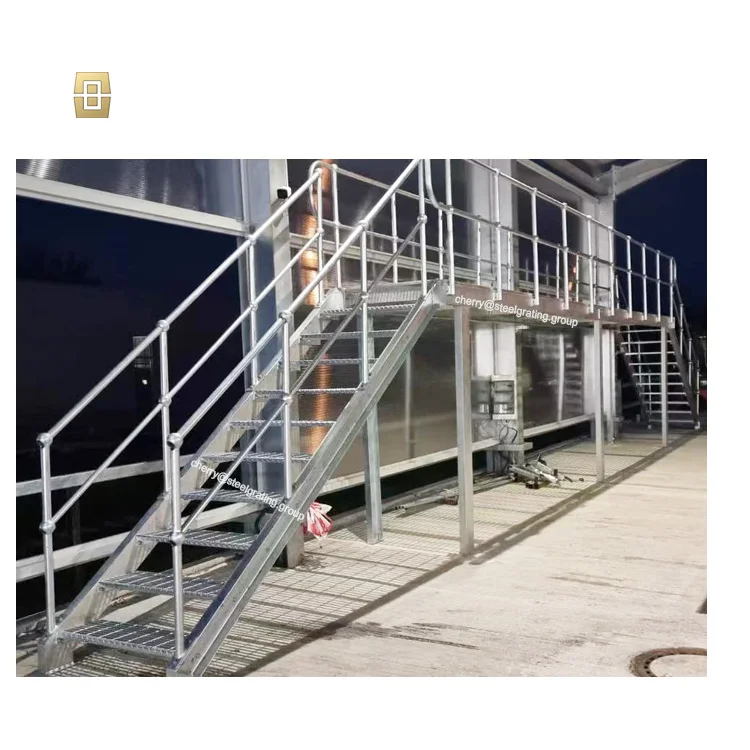 Prefab mild industrial outdoor metal fire escape stairs