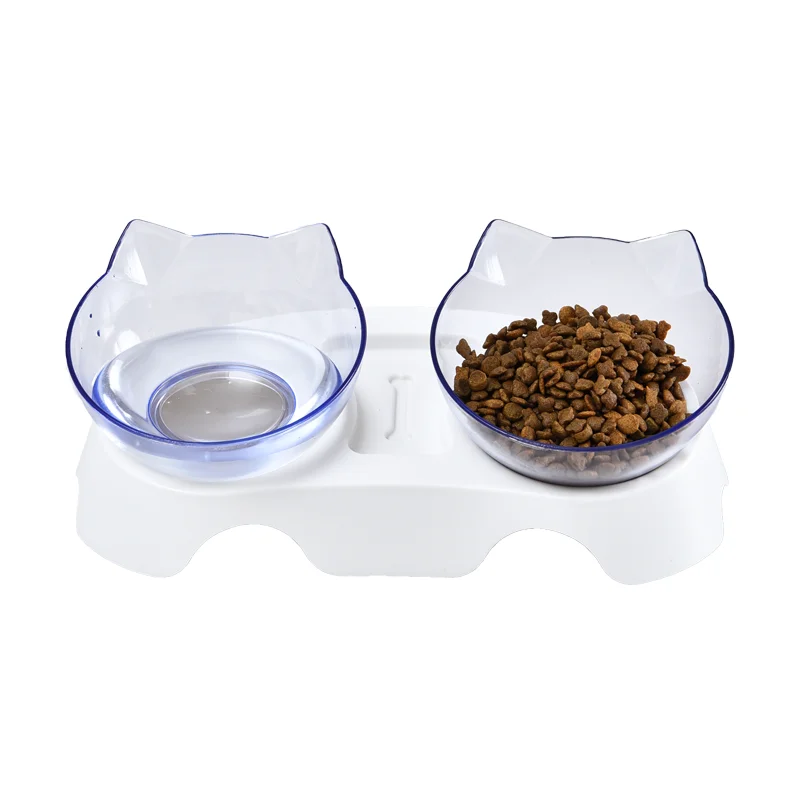 
Cute Kitty Head Shape Pet Feeder Detachable Plastic Dog Cat Feeding Bowl 
