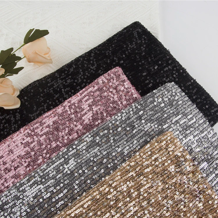 Hot Sale Glitter Curtain Backdrop Tablecloth Tulle Lace 3mm Full Stripe Stretch Burgundy Red Sequin Embroidered Net Fabric