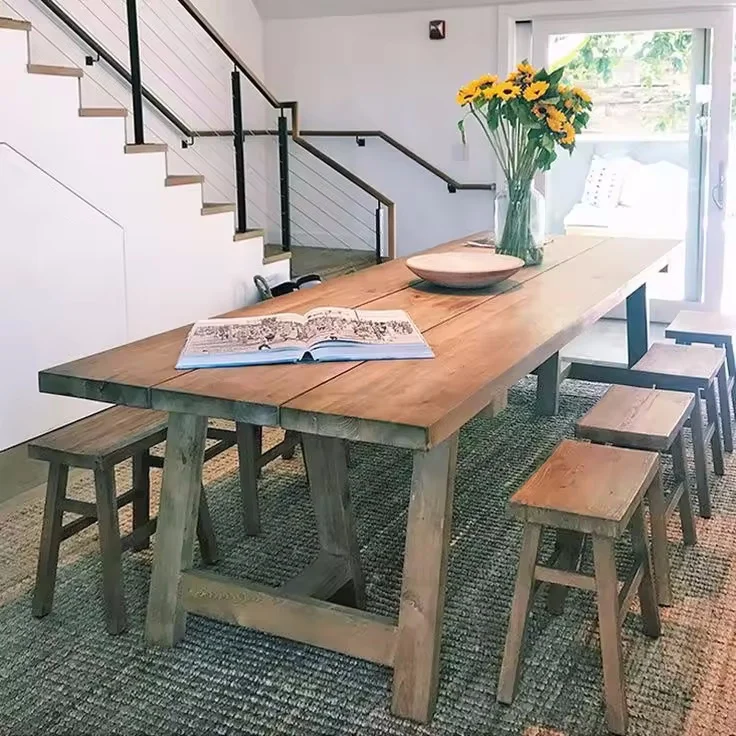 new design modern style live edge household Water-based paint Wood slab pine solid wood Office wooden kitchen dining tables