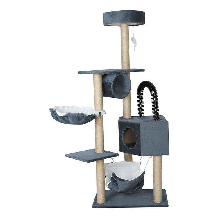 Multi-Level Big Luxury Tall Tower  Large Condo House Wood activity  Scratcher Wooden  Cat Tree