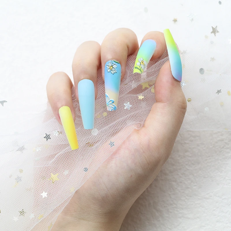 Festival Concert Bar Nightclub Luminous Ballet nail with flat tip and water drop