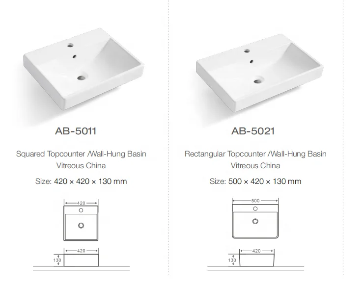 ANBI Ceramic Rectangular Washing Basin Mold Wall Hung Washbasin Bathroom Sinks