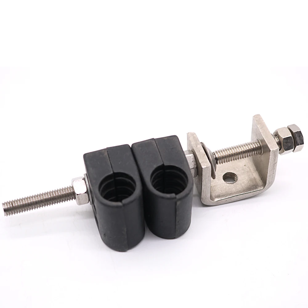 Two way feeder cable clam for 1/4-1/2-7/8 1-1/4 1-5/8 RF feeder cable