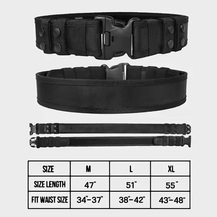 Factory OEM Custom Logo Black Combat Tactical Duty Belt Set Nylon Utility Uniform with Buckle Defense Equipment for Security