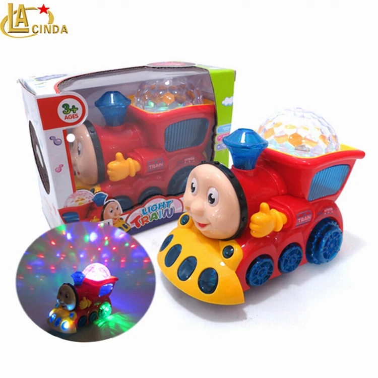 New kids cartoon trackless locomotive,3D projection set funny electric train toys
