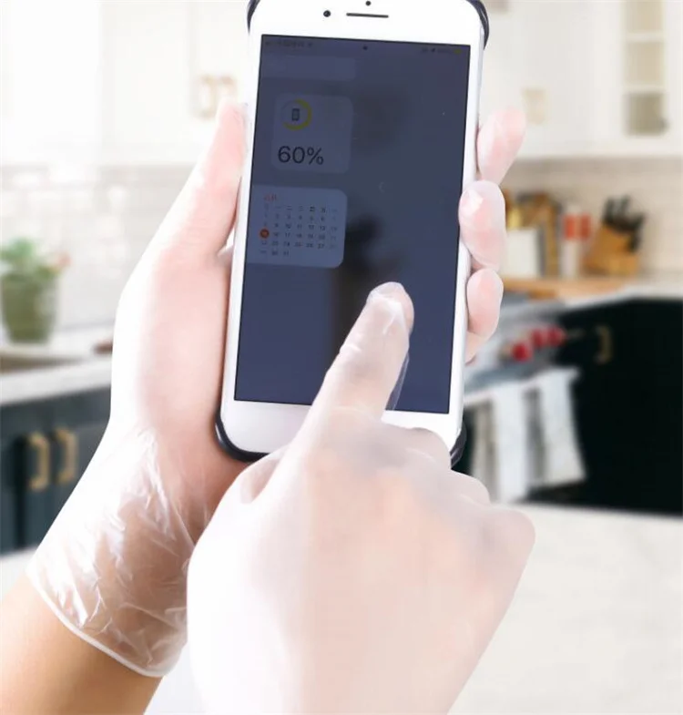 Wholesale food grade pvc working household gloves latex free black 2xl vinyl gloves powder free non-slip gloves vinyl