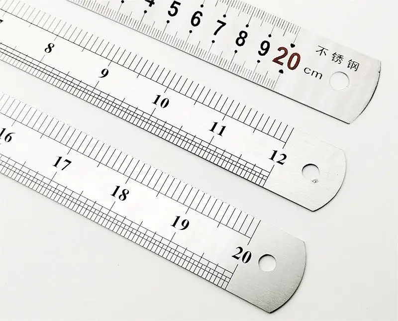 Pottery School Office Tools Stainless Steel Ruler 8 Inch 12 Inch 20 Inch Straight Ruler Metric Clear Measuring Tool Metal Ruler