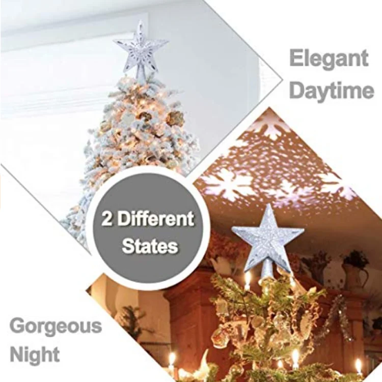 2019 New Design LED christmas trees topper lights with 3D flashing star