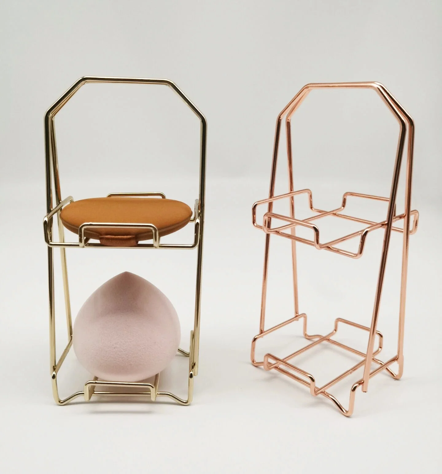 Best Selling Rose Gold Stainless Steel Beauty Makeup Blender Holder For Drying Makeup Sponge