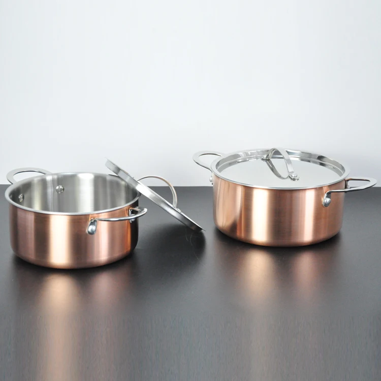 OEM factory 10pcs stainless steel copper pots and pans cookware set for home kitchen cooking