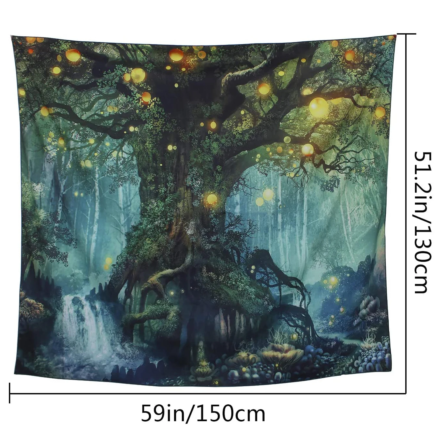Custom printed forest  Nature tree Popular elves Wall Hanging Tapestry Warm green Beach Blanket Tapestry
