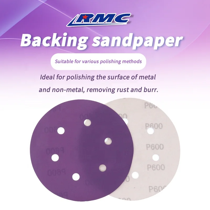 6 Inch Sanding Disc 6 Hole Sandpaper Hook and Loop Sanding Paper Round Orbital Sandpaper for Random Orbital Sander