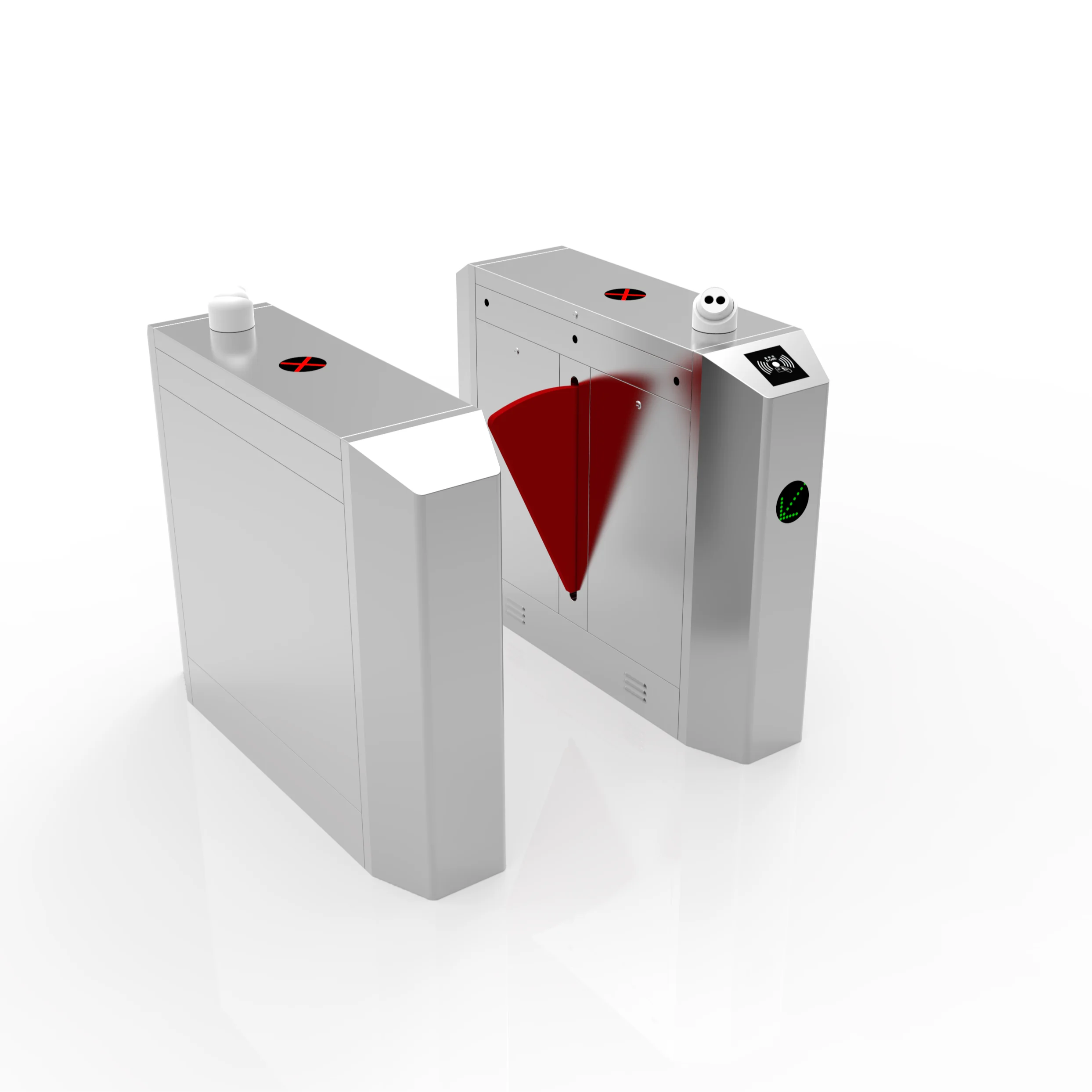 Indoor Office Speed Brushless Motor Security   Flap Barrier Turnstile  With Biometric Rfid Card Reader for Pedestrian Access