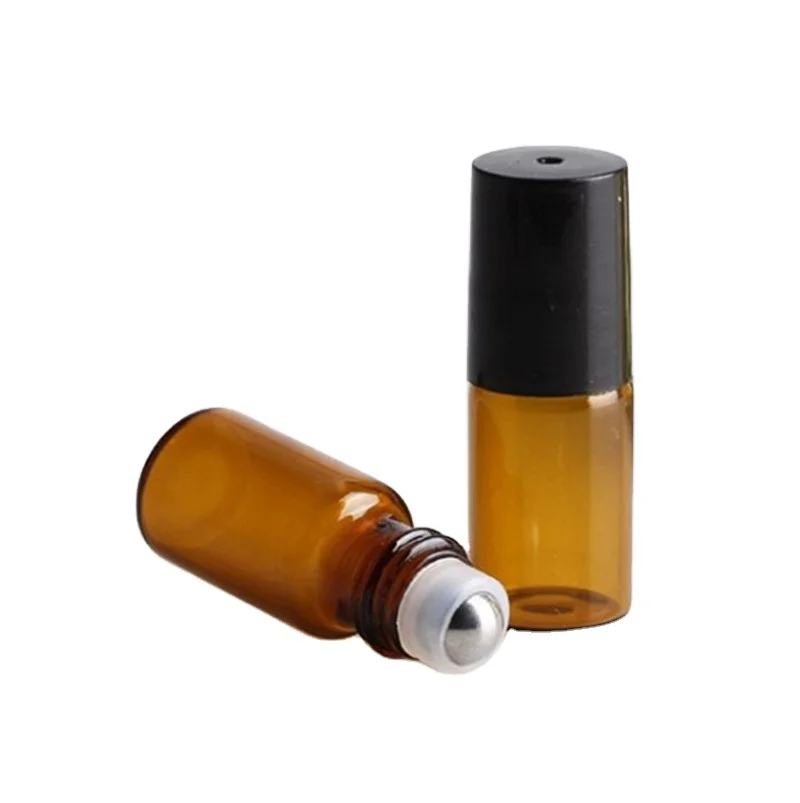 Empty 1 2 3 5 10 ml essential aroma oil roller roll on bottle 1ml 2ml 3ml 5ml clear/Amber Tubular Cosmetic Perfume Sample Vial