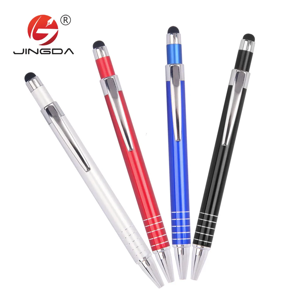 Promotional cheap aluminum metal ball pen with touch phone screen stylus ballpoint pen