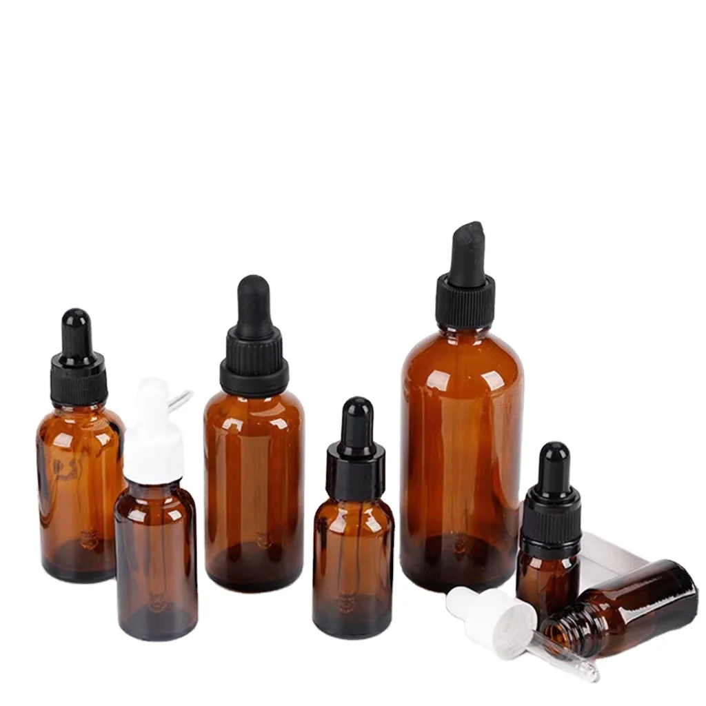 Wholesale Custom Glass Essential Oil Bottle 50ml Amber Dropper Serum Pipette Calibrated Bottle