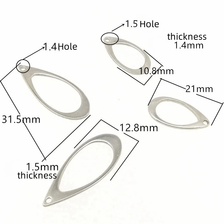 Stainless Steel Hollowed Waterdrop Frame Charm Pendants For DIY Earrings Necklace Bracelet Jewelry Making Accessories